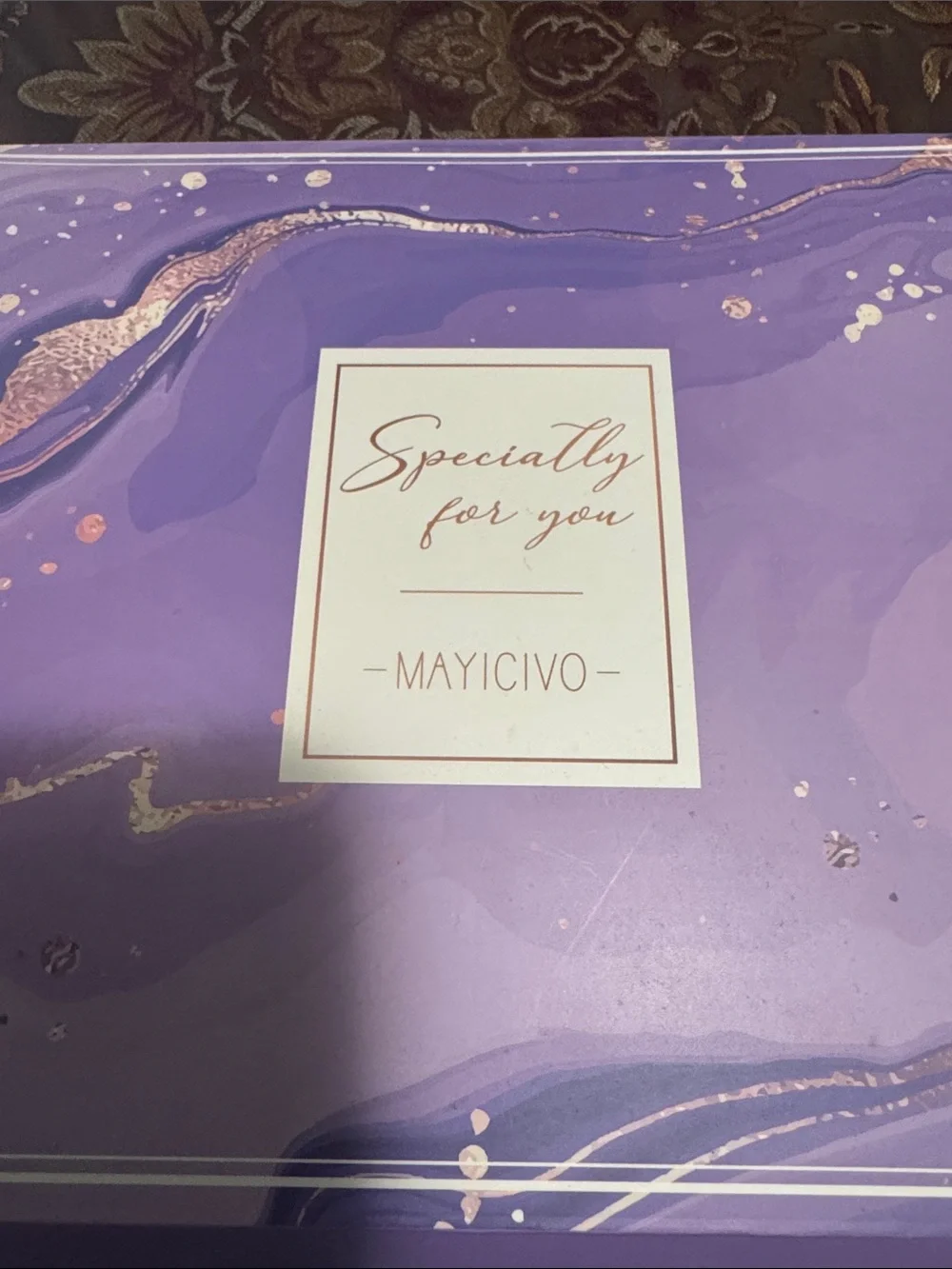 Purple Bath Gift Set Basket w/ Bath Bomb, Scented Candle & Marbled Bar Soap